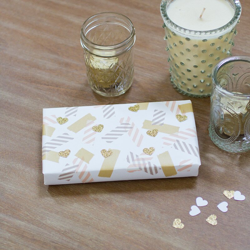 valentine gift wrap // hearts + washi // by anastasia marie